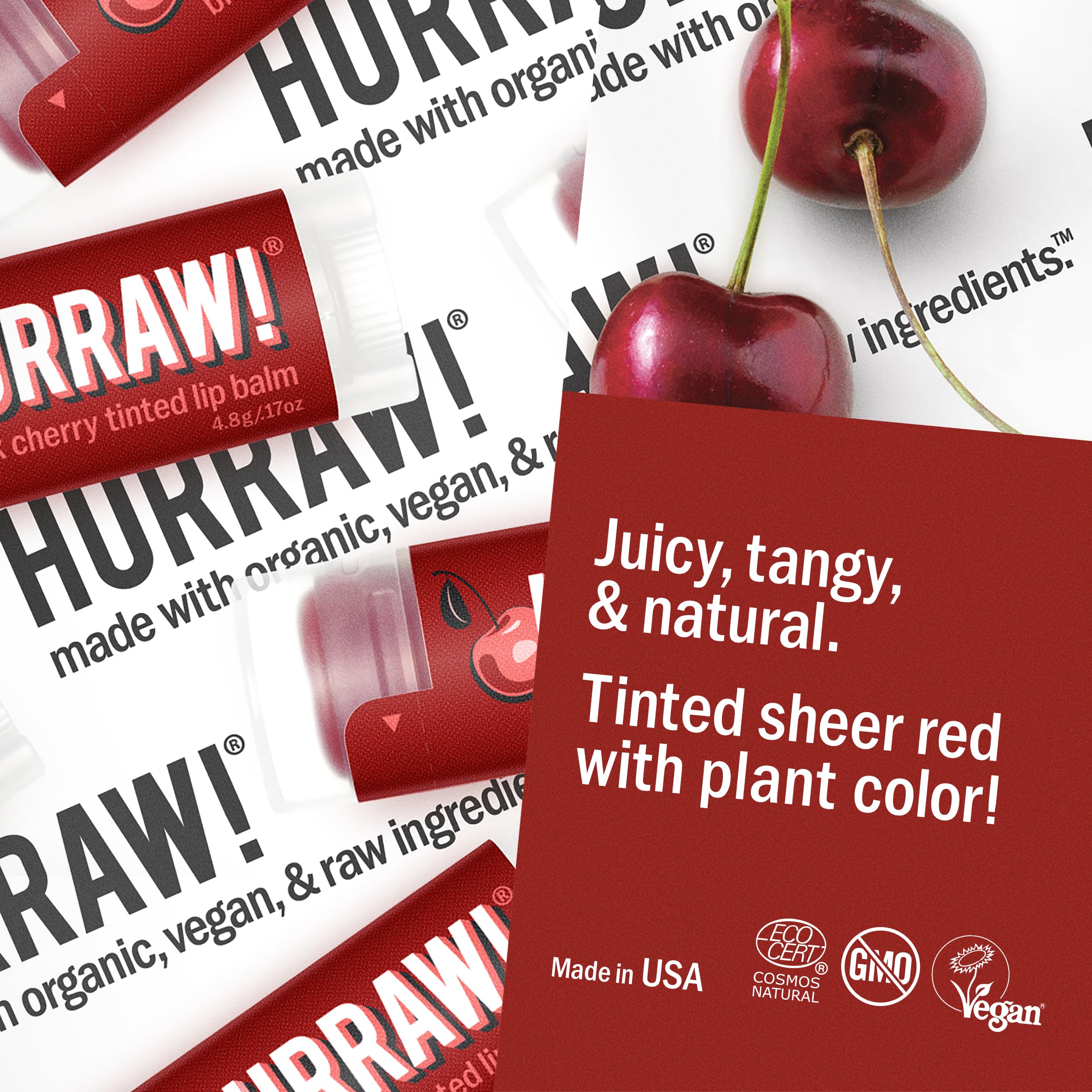 HURRAW! close-up of balm texture, highlights smooth non-sticky finish and moisture