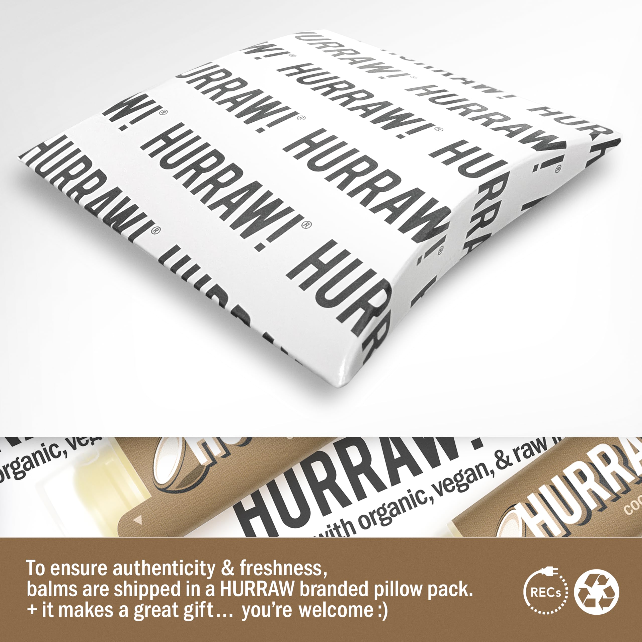 HURRAW! coconut balm texture closeup highlighting smooth non‑grainy finish benefit