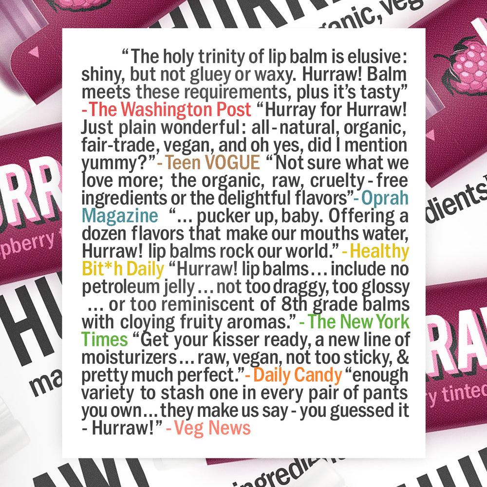 Hurraw! open cap applying balm to lips demonstrating easy application and color
