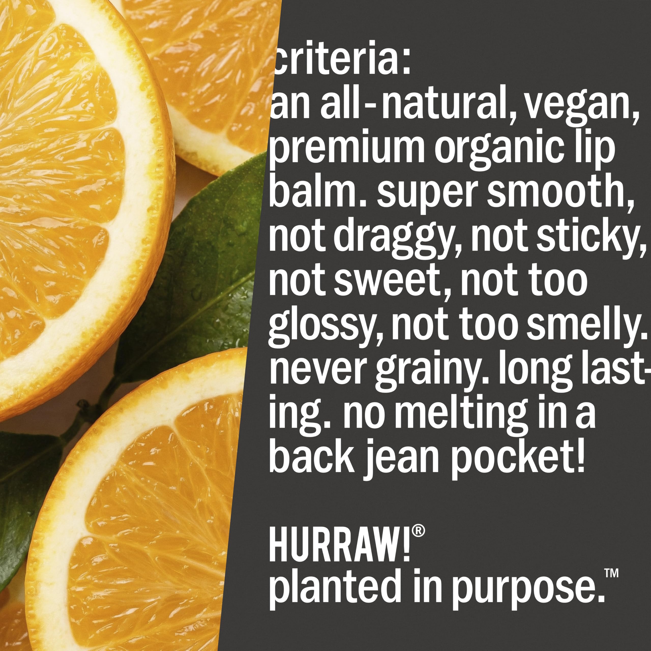 Hurraw! tangerine and chamomile flavor visuals highlighting scent