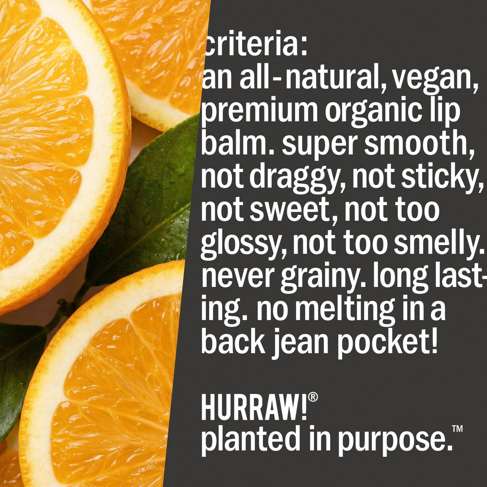 Hurraw! tangerine and chamomile flavor visuals highlighting scent