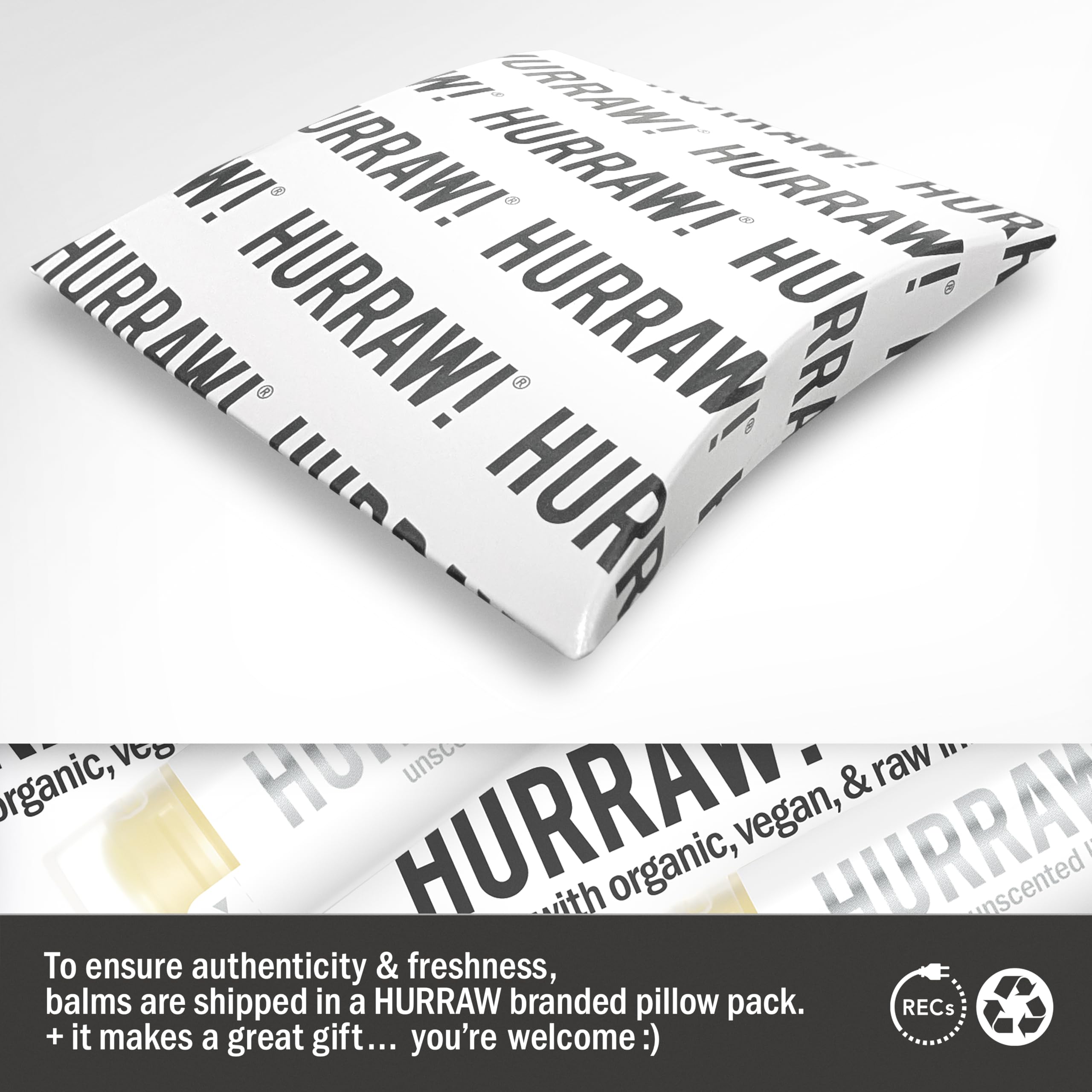 HURRAW! tube held in hand showing size and portability benefit for daily use