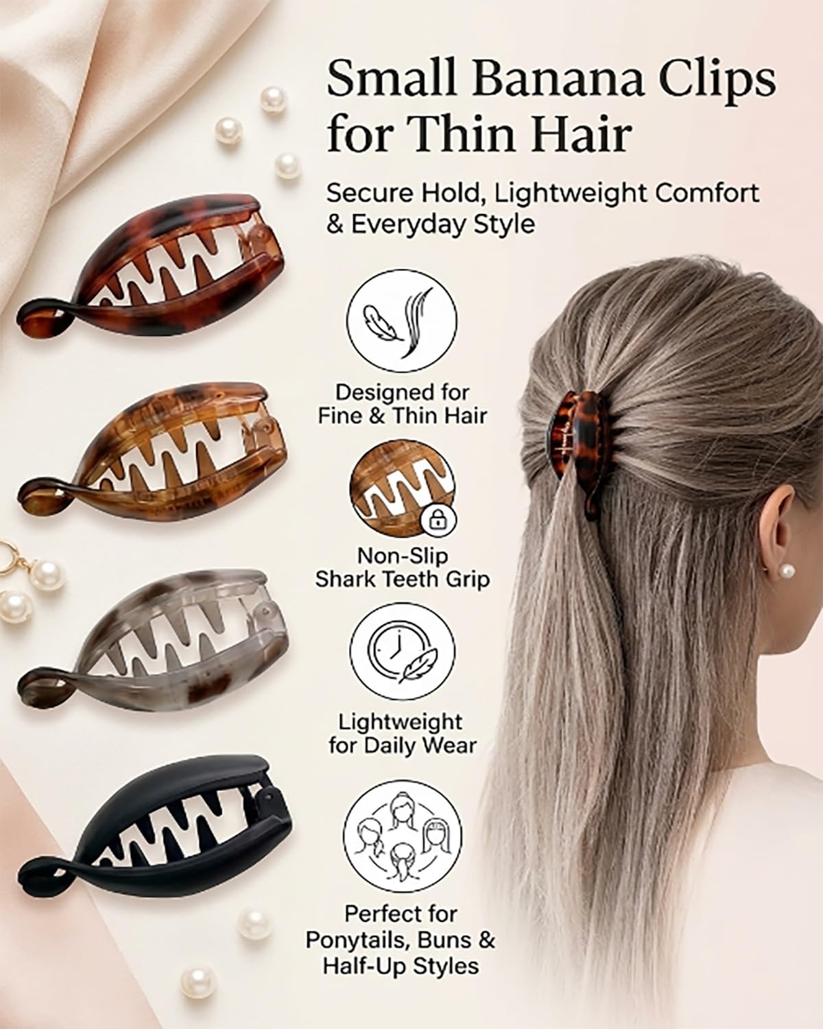 Hvcemi close-up of shark teeth grip for secure hold on fine hair