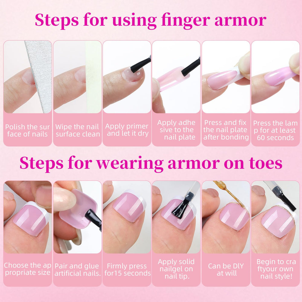 HWHUNO product in use with applicator on prepped nail for fast salon finish