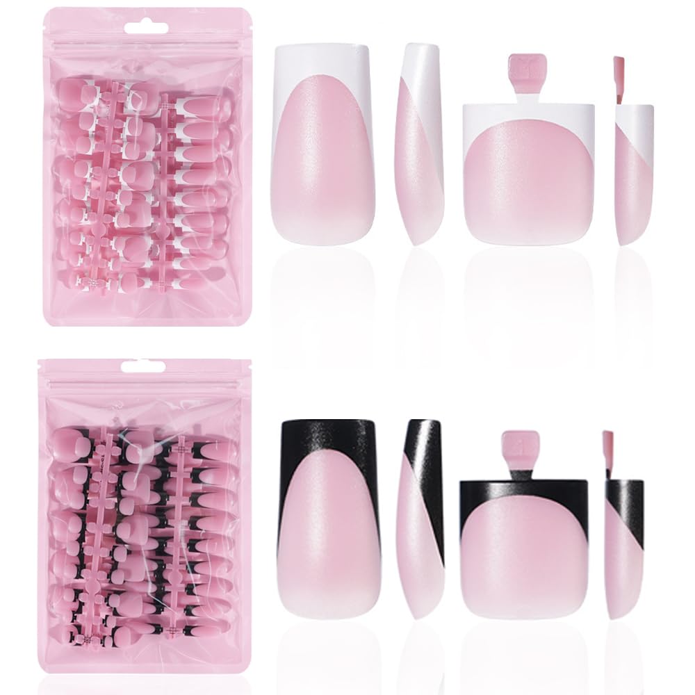 HWHUNO front packaging showing four-design French tip set and contents benefit quick selection