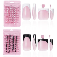 HWHUNO front packaging showing four-design French tip set and contents benefit quick selection