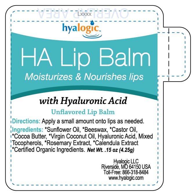 Hyalogic lip balm with cap removed revealing smooth balm top and quick application benefit