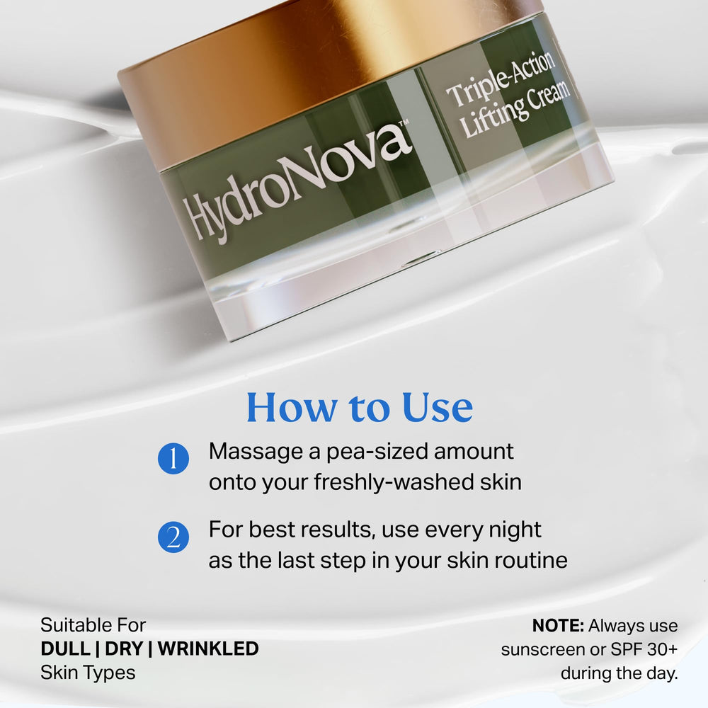 HYDRONOVA open jar with visible label highlighting retinol and peptides