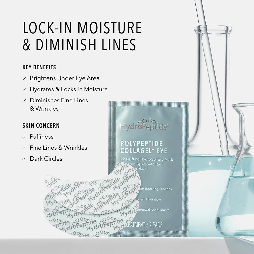 HydroPeptide single under-eye patch close-up highlighting smooth fit