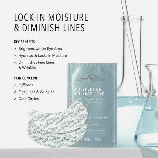 HydroPeptide single under-eye patch close-up highlighting smooth fit