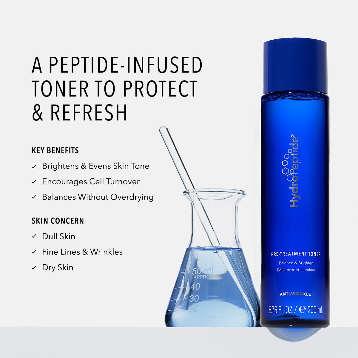 HydroPeptide label close-up highlighting peptide ingredients and key benefits
