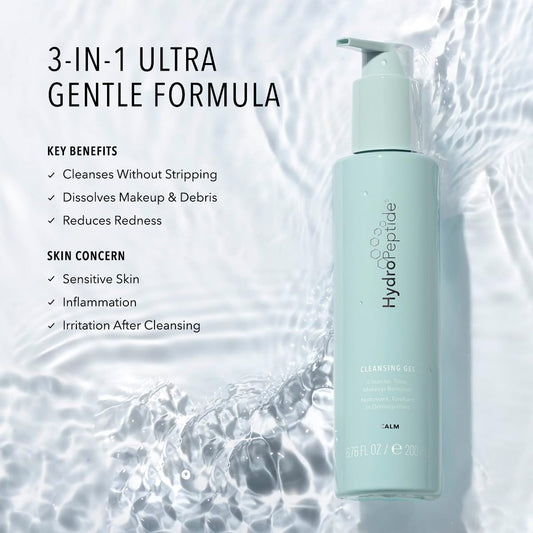 HydroPeptide pump dispensing gel demonstrating easy, mess-free application benefit