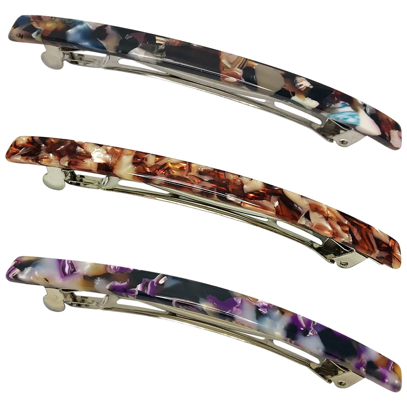 HYFEEL barrette front view showing three colors and elegant finish for versatile styling