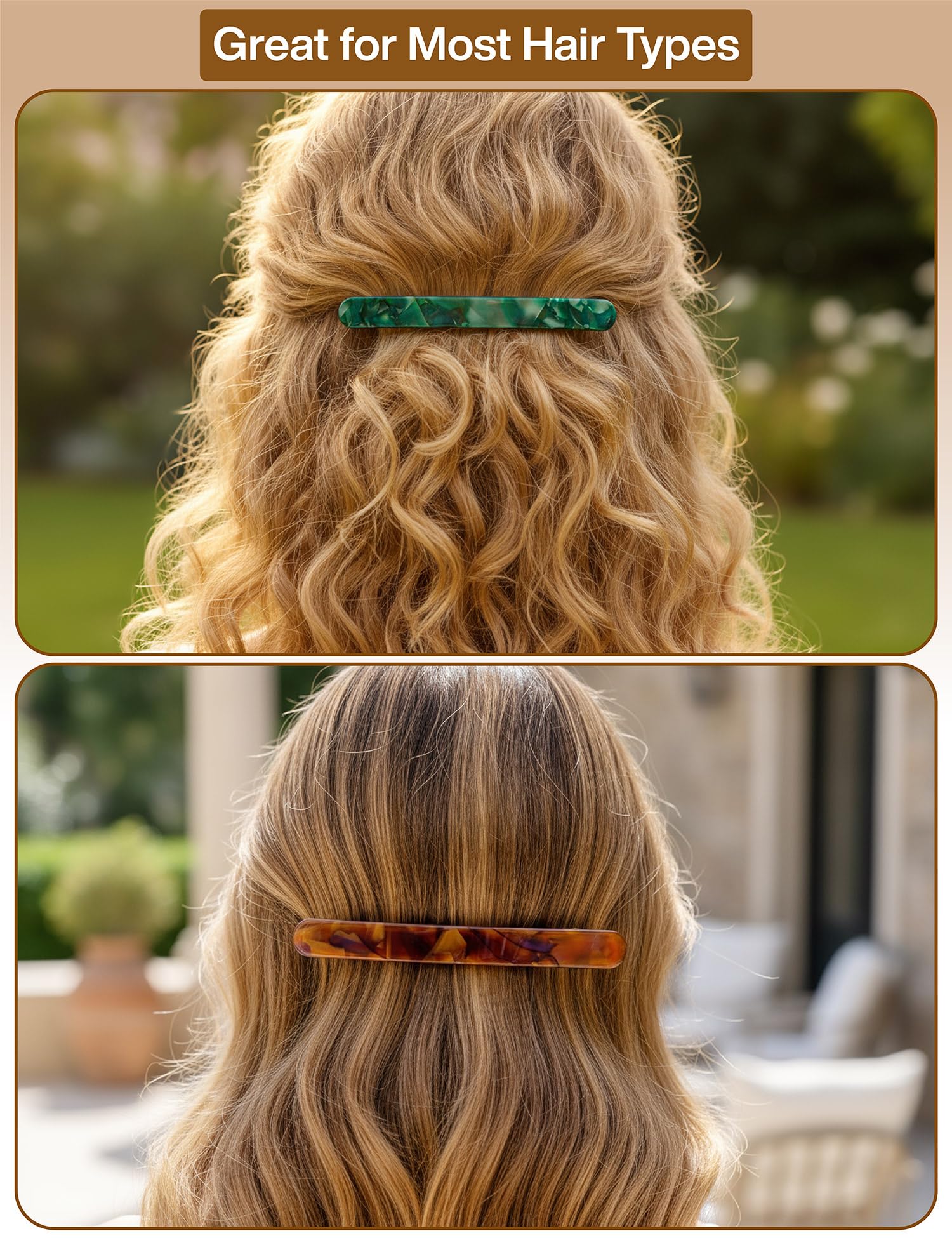 HYFEEL barrette securing a half-up hairstyle offering a neat, stylish look