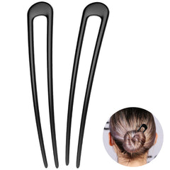HYFEEL front view of two black hair forks showing sleek finish and elegant look
