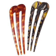 HYFEEL front view of large three-prong hair pins showing shape and finish for secure styling