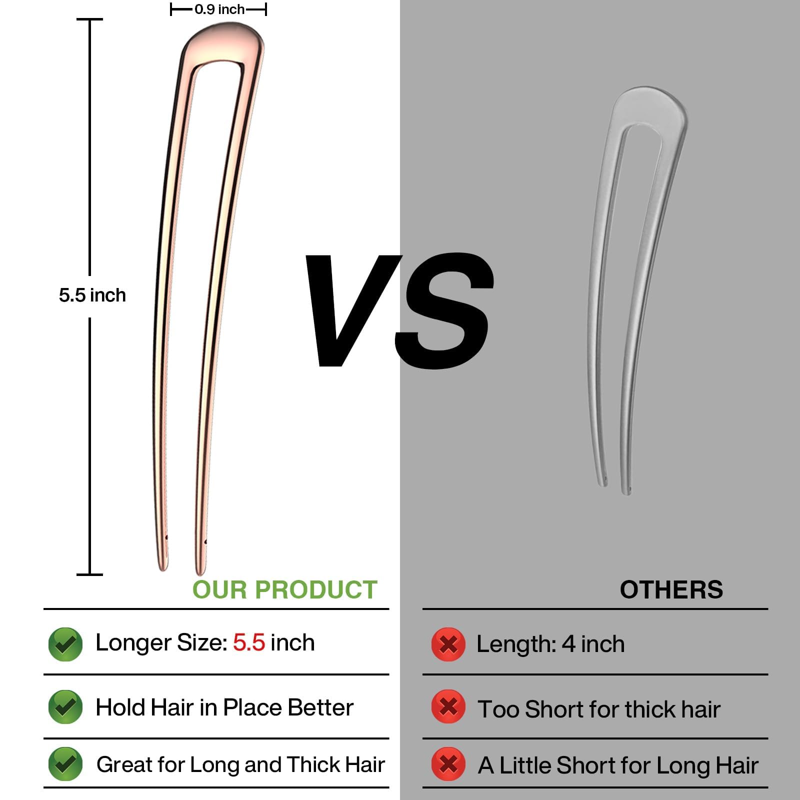 HYFEEL hair fork in bun demonstrating easy use and all-day hold for thick hair