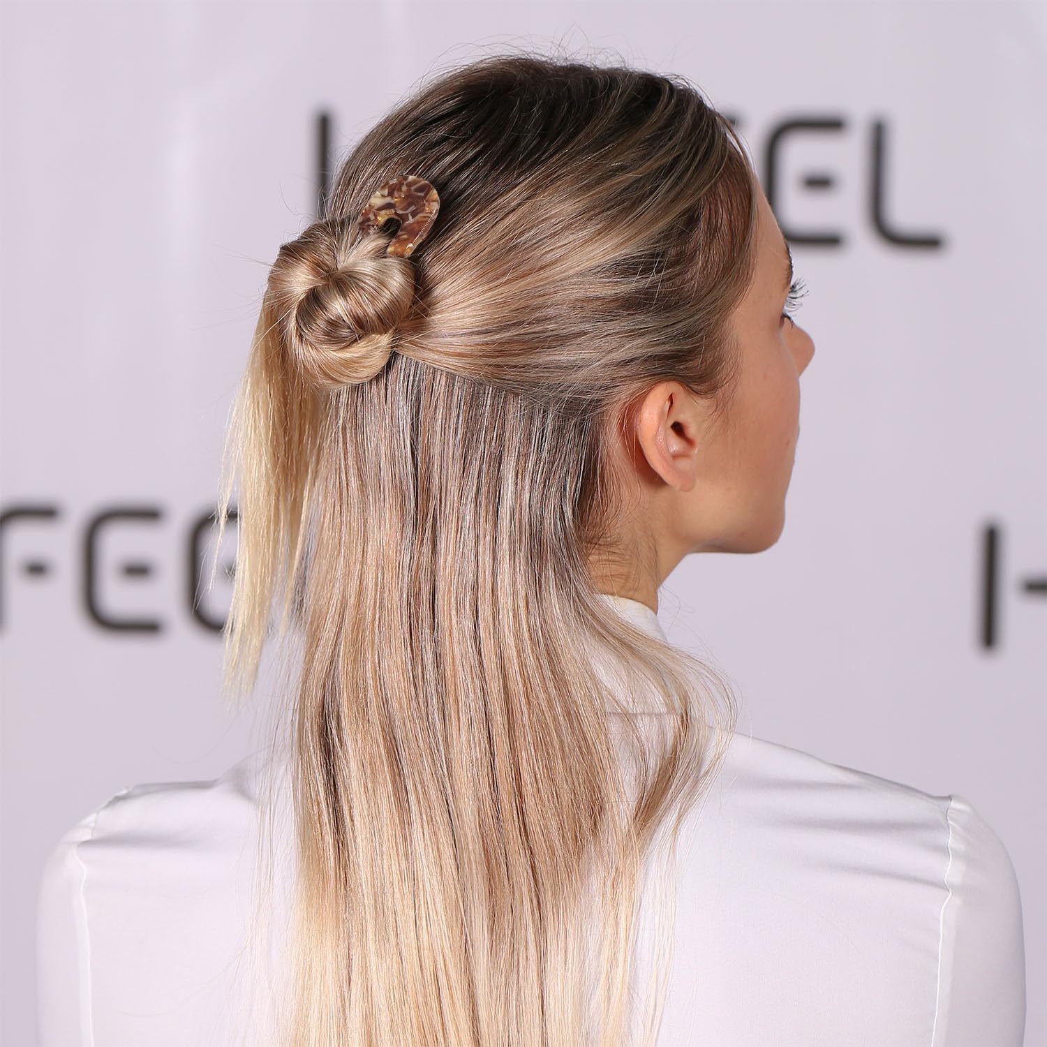 HYFEEL hair fork in a twisted bun showing stable hold and elegant appearance