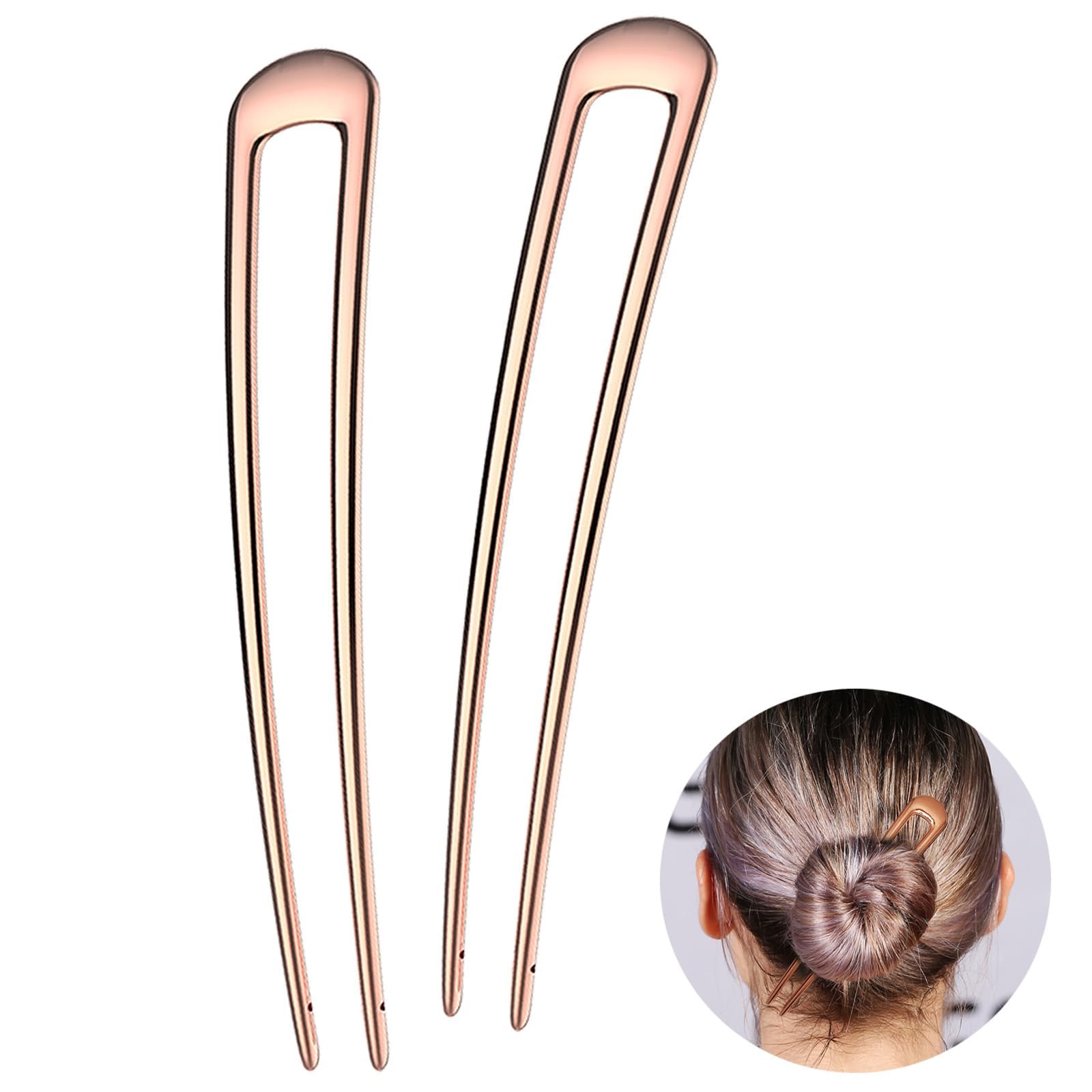 HYFEEL front view of rose gold hair pins showing elegant packaging and quick styling benefit