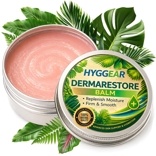 Hyggear jar front view showing balm and clear labeling for easy identification and targeted use