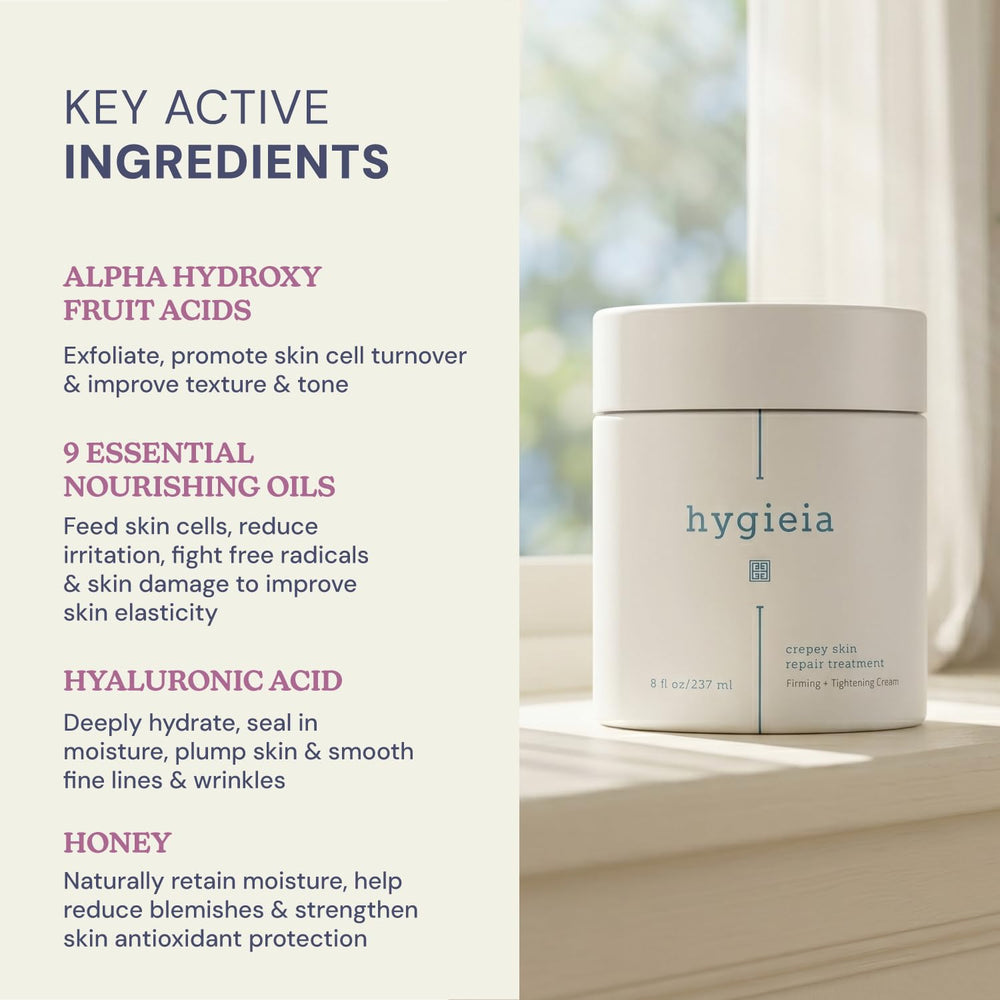 Hygieia + jar beside hand showing 8 oz size for extended use and value
