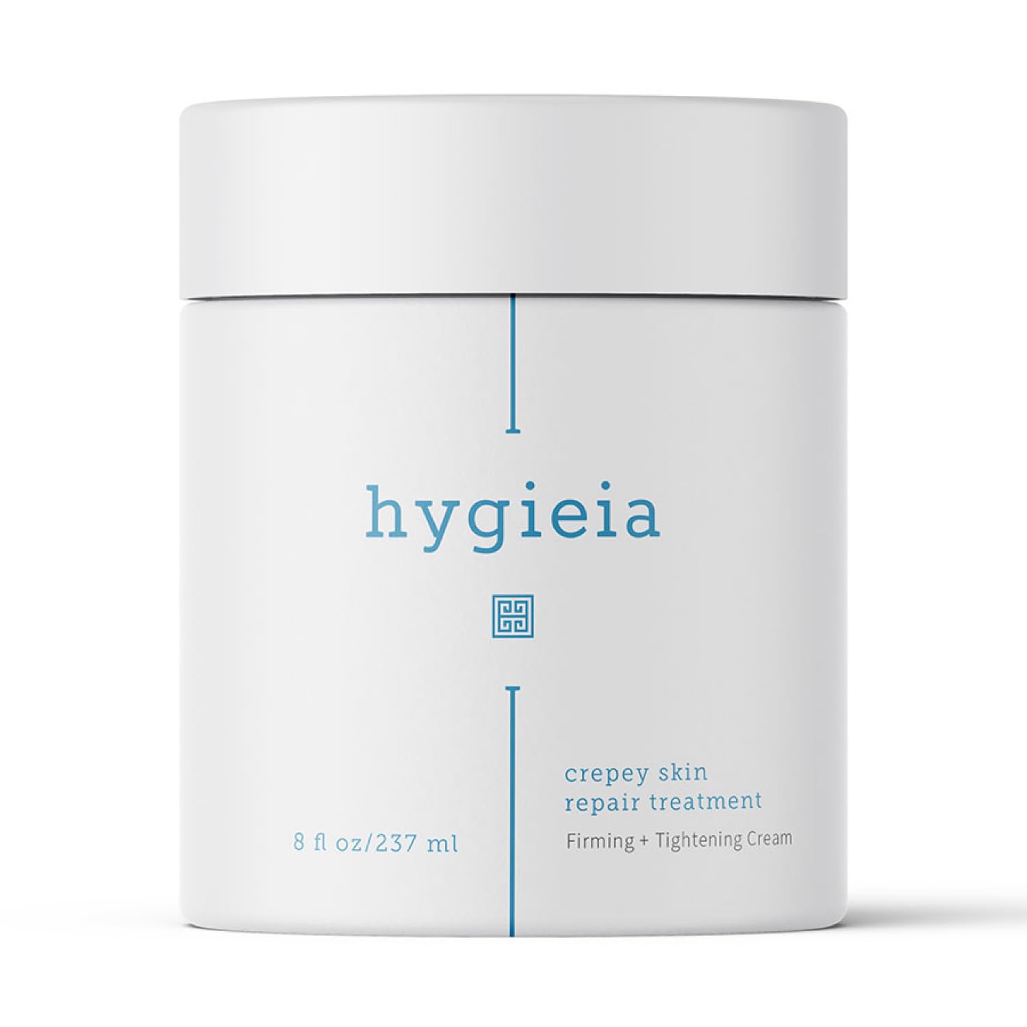 Hygieia + jar front view showing product and clear labeling for firming benefits