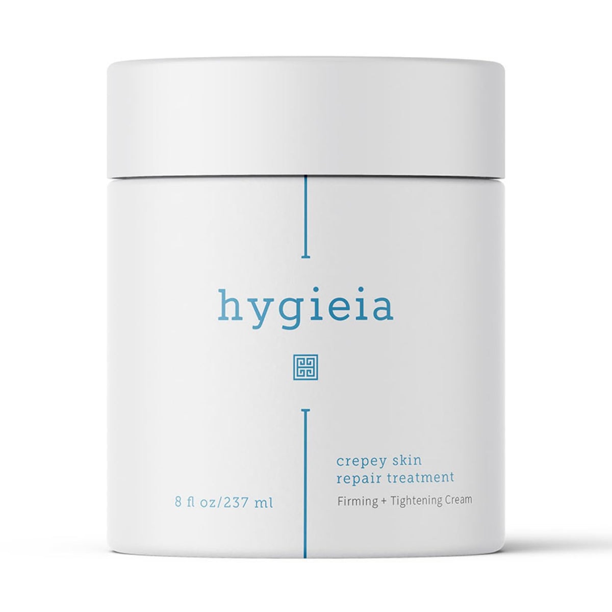 Hygieia + jar front view showing product and clear labeling for firming benefits