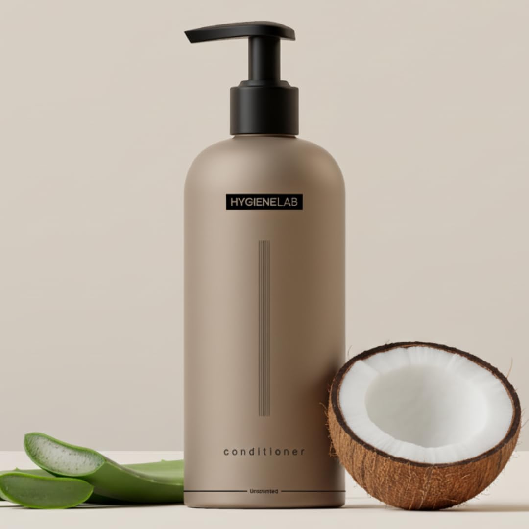 HygieneLab front packaging showing 10 fl oz bottle and clean-label benefits