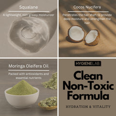 HygieneLab ingredients display with murumuru butter and macadamia oil benefits