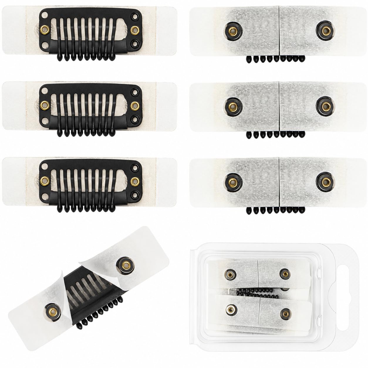 HyunDu front packaging showing six black metal wig clips for secure attachment