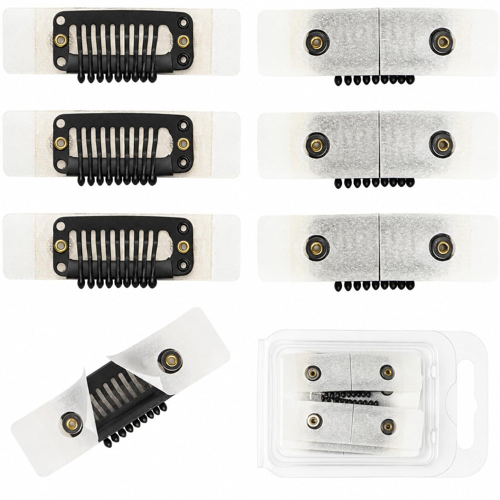 HyunDu front packaging showing six black metal wig clips for secure attachment