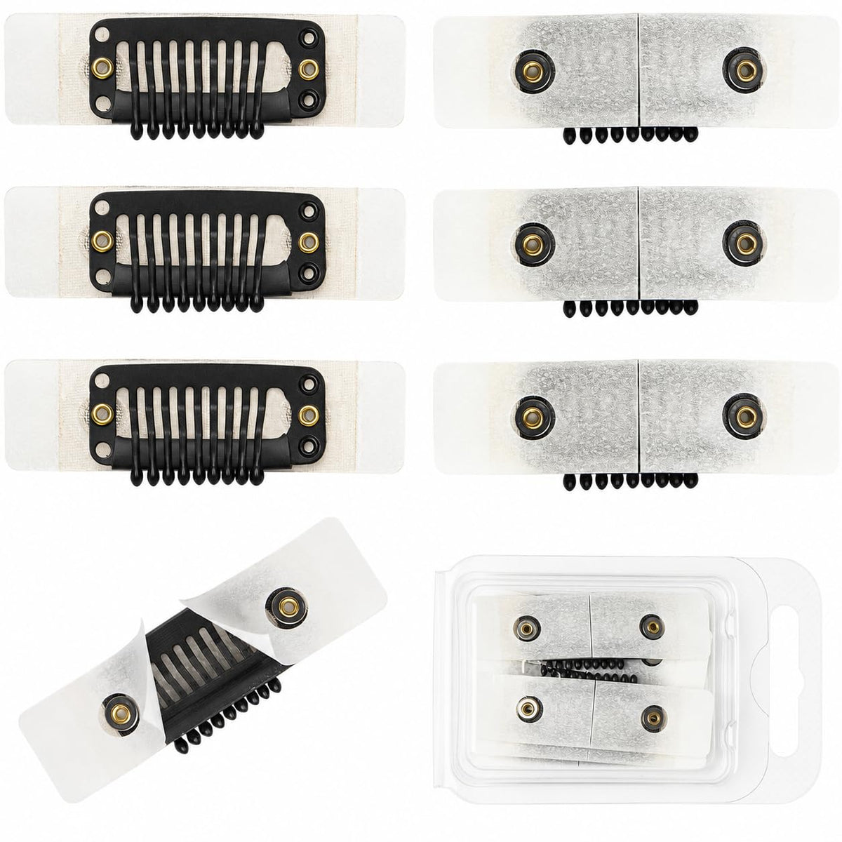 HyunDu front packaging showing six black metal wig clips for secure attachment
