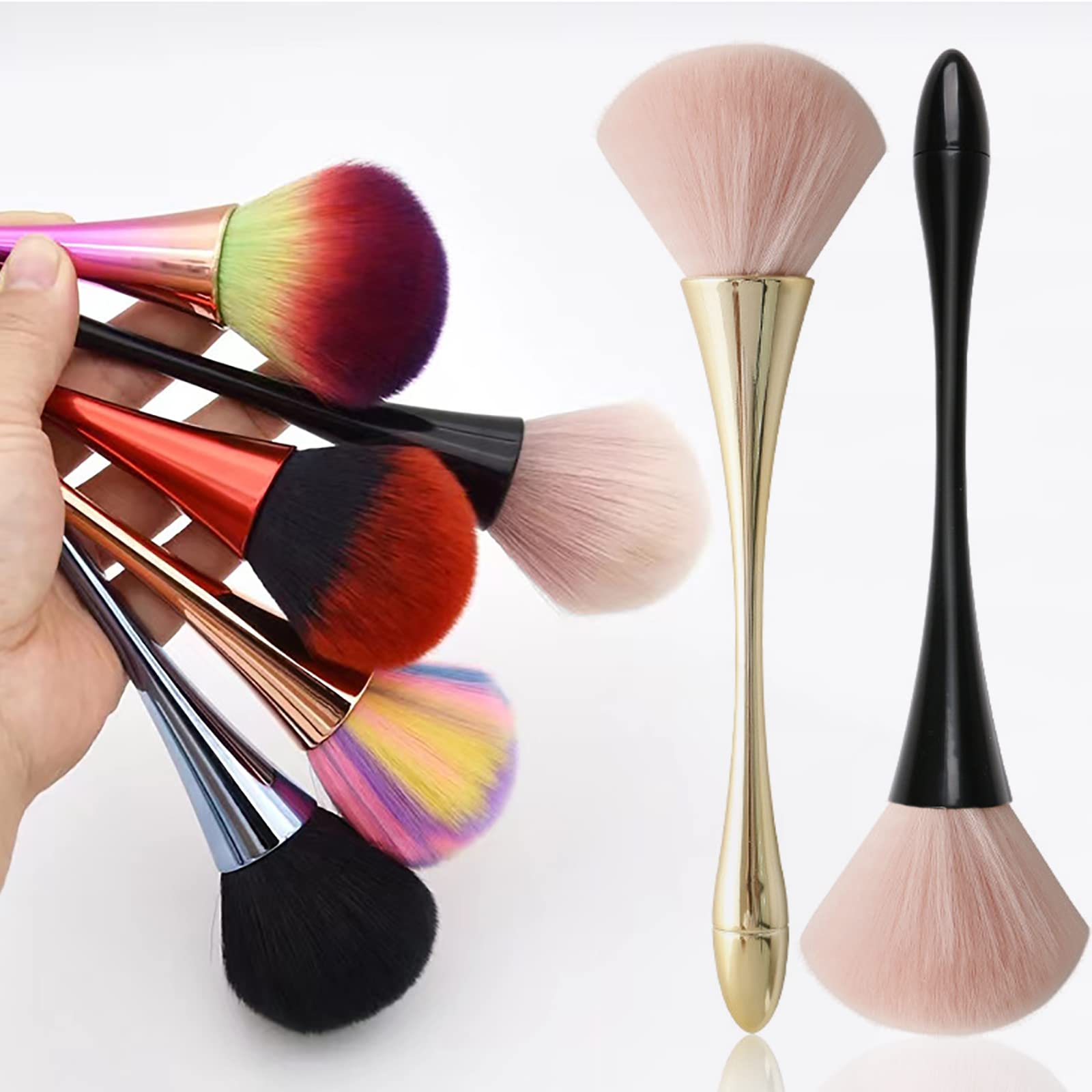 HYWWPFLAY brush in use removing dust from acrylic nails for clean finish