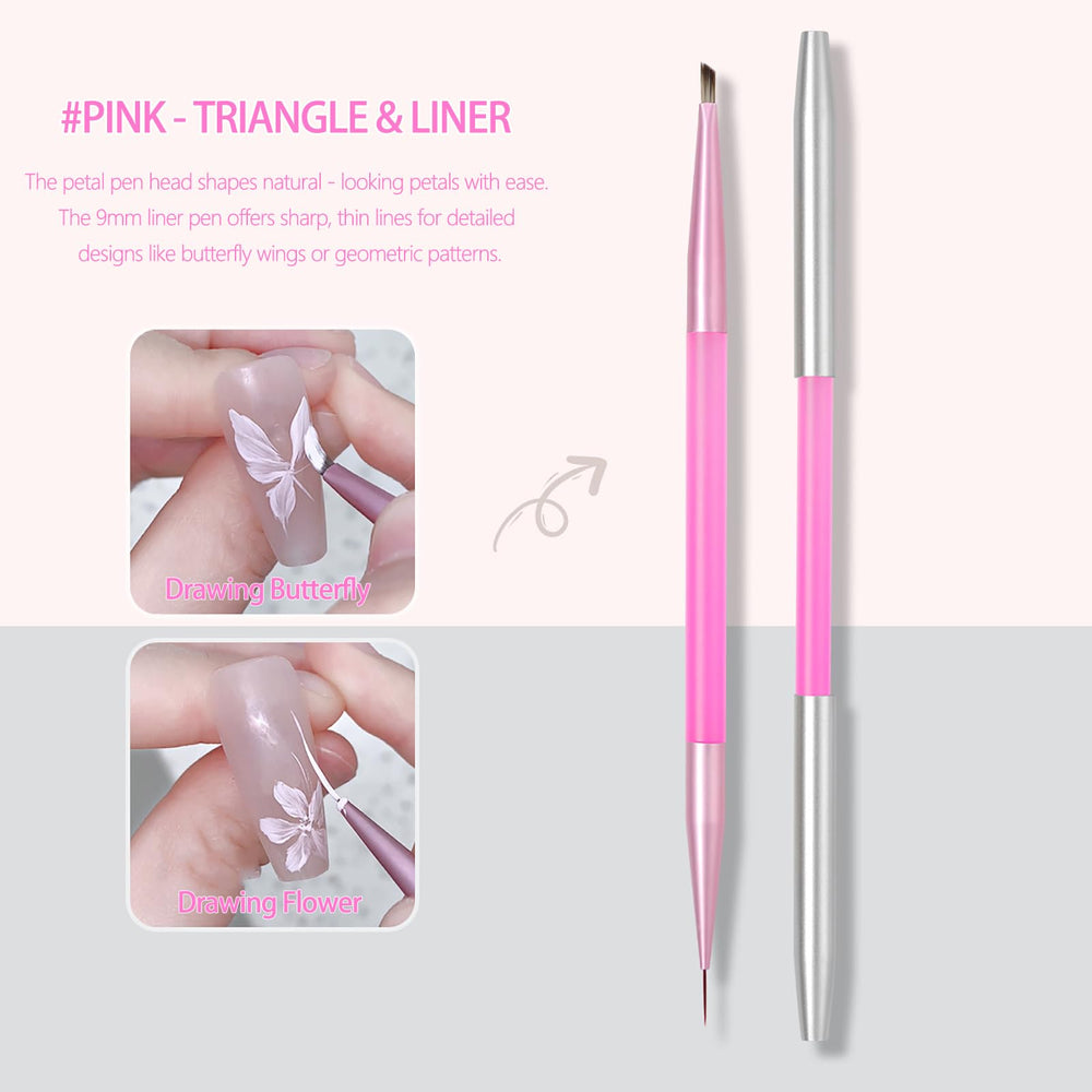 HYWWPFLAY brushes creating floral nail art demonstrating control and multi-use benefit