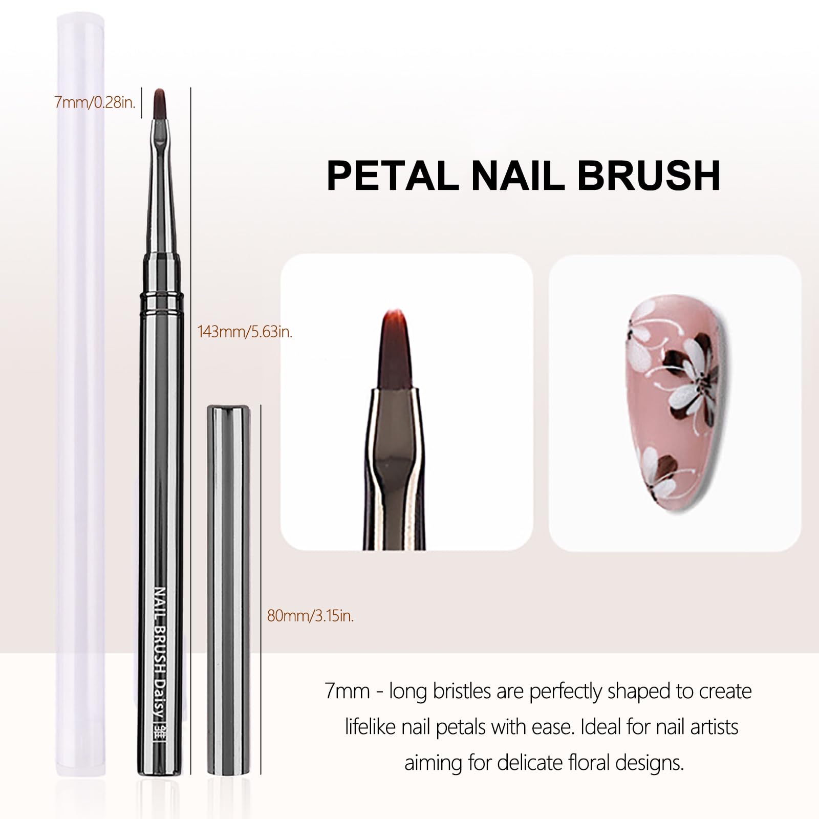 HYWWPFLAY fine liner brush tip showing precise point for crisp nail lines