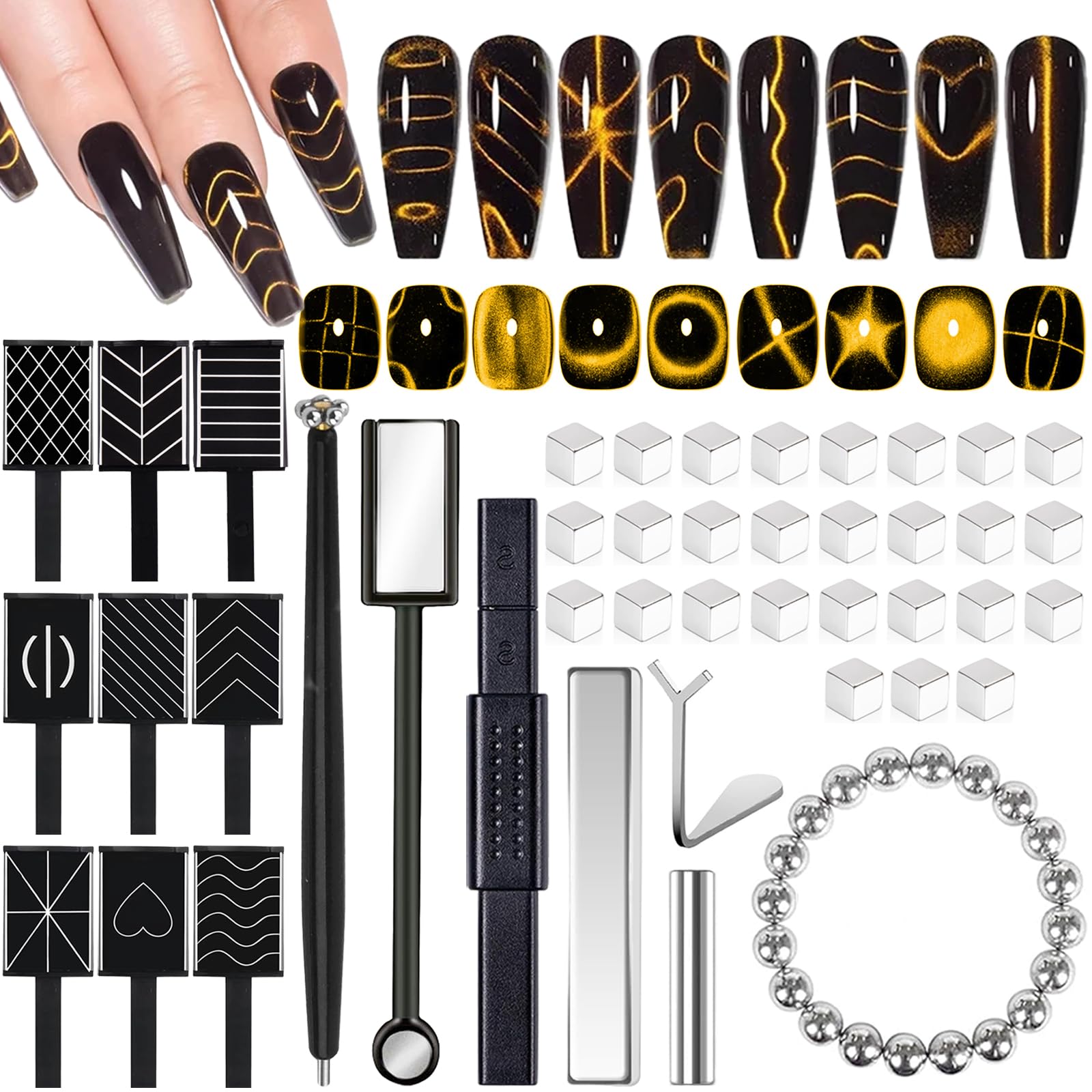 HYWWPFLAY front packaging showing full 62-piece magnetic manicure kit benefit portability