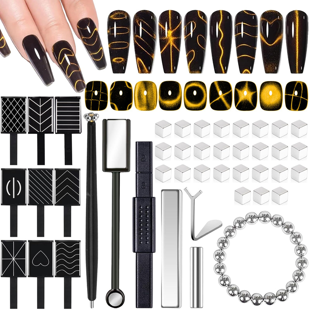 HYWWPFLAY front packaging showing full 62-piece magnetic manicure kit benefit portability