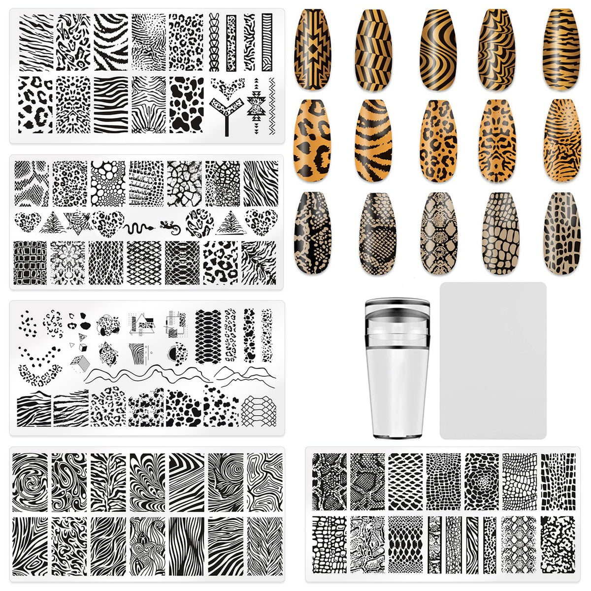 HYWWPFLAY front view of five stamping plates shows variety and convenience