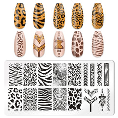 HYWWPFLAY leopard and snake patterns stamped on nails for bold style