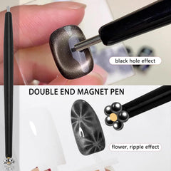 HYWWPFLAY tools in use on a nail tip showing how to shape cat eye shimmer quickly