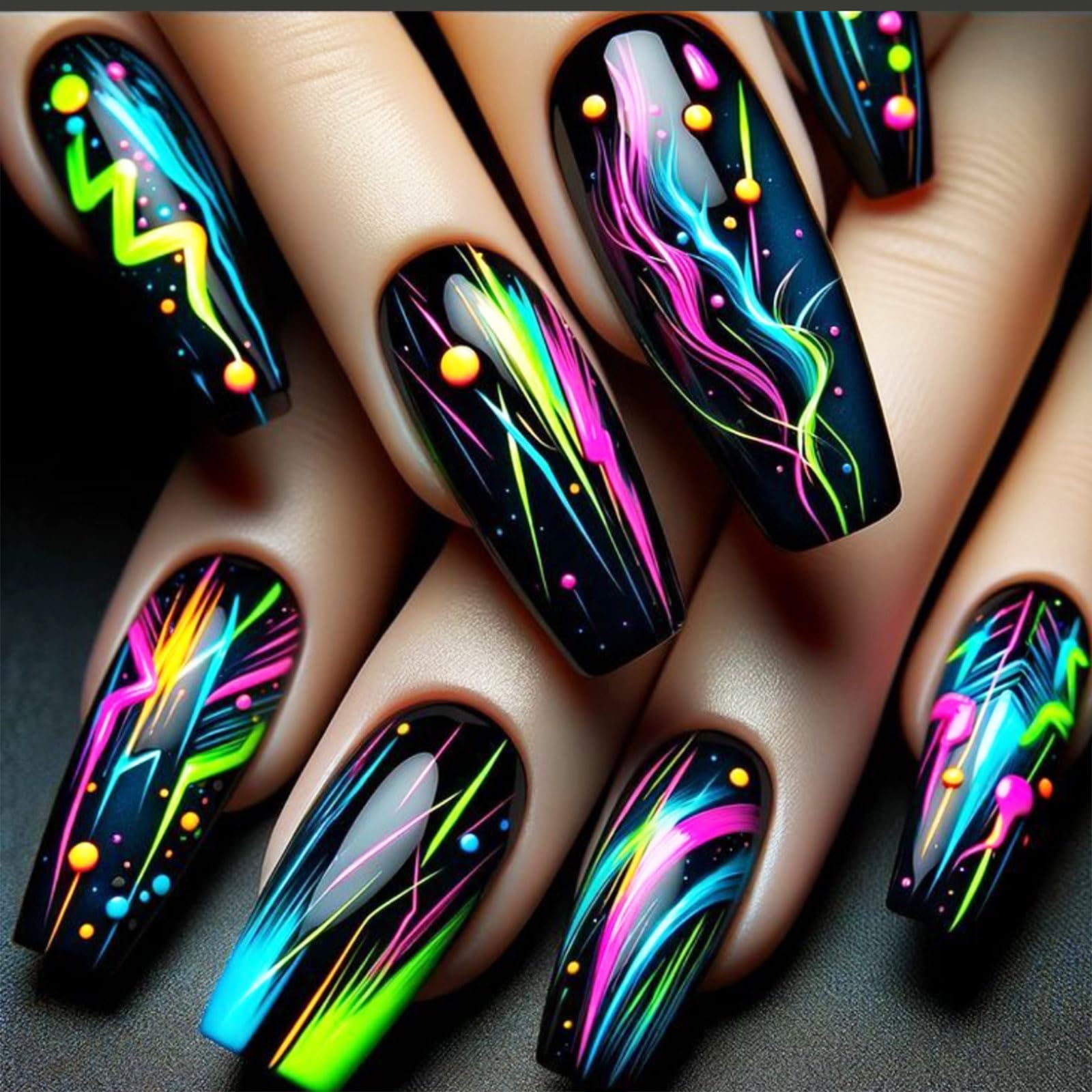 HZJXRT front packaging showing neon coffin nails and easy starter kit benefit