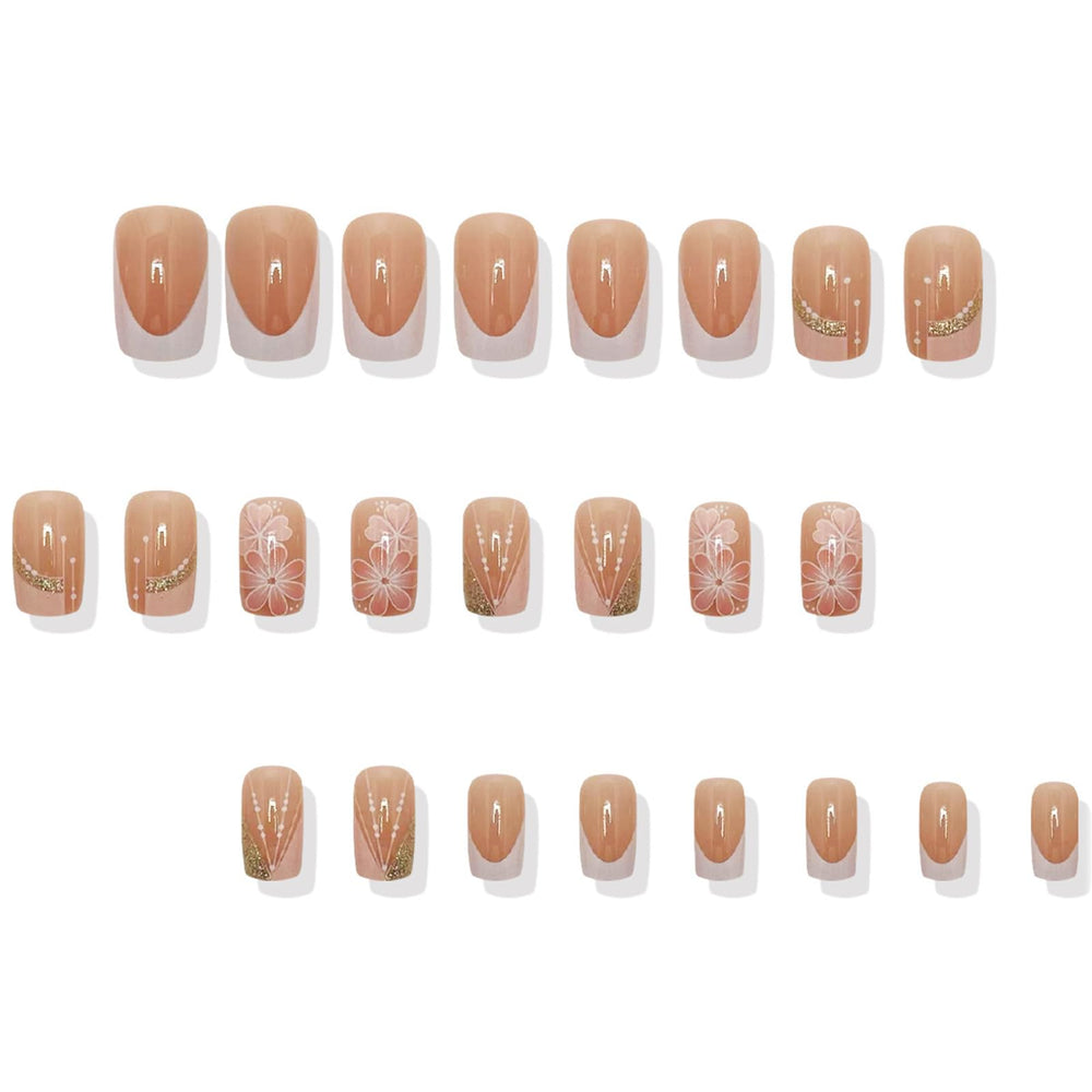 HZJXRT close-up of floral nail detail highlighting precise artwork and glossy finish