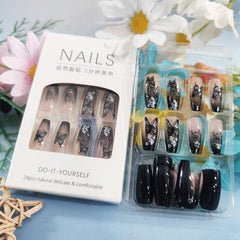 HZJXRT nails worn on hand in lifestyle setting showcasing dramatic ombre and wearable fashion