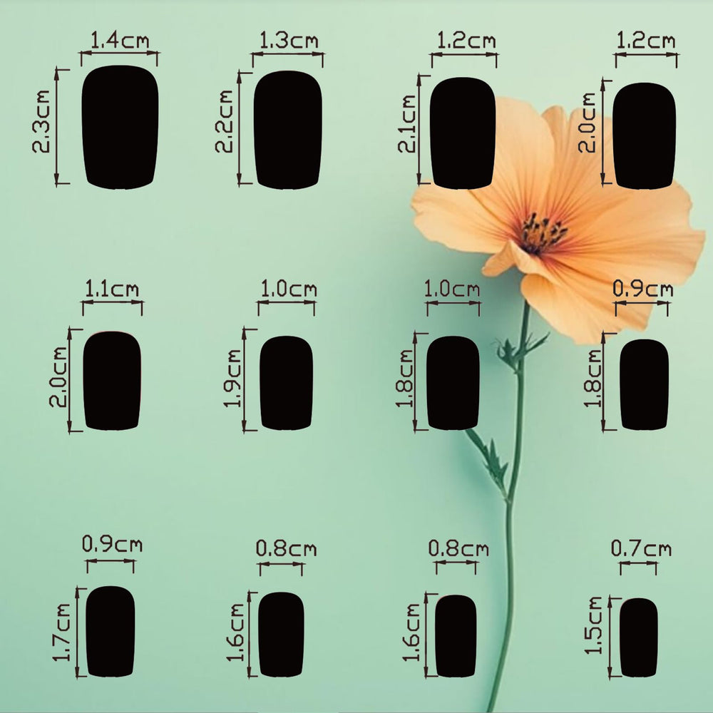 HZJXRT size comparison of false nails illustrating correct fit and selection
