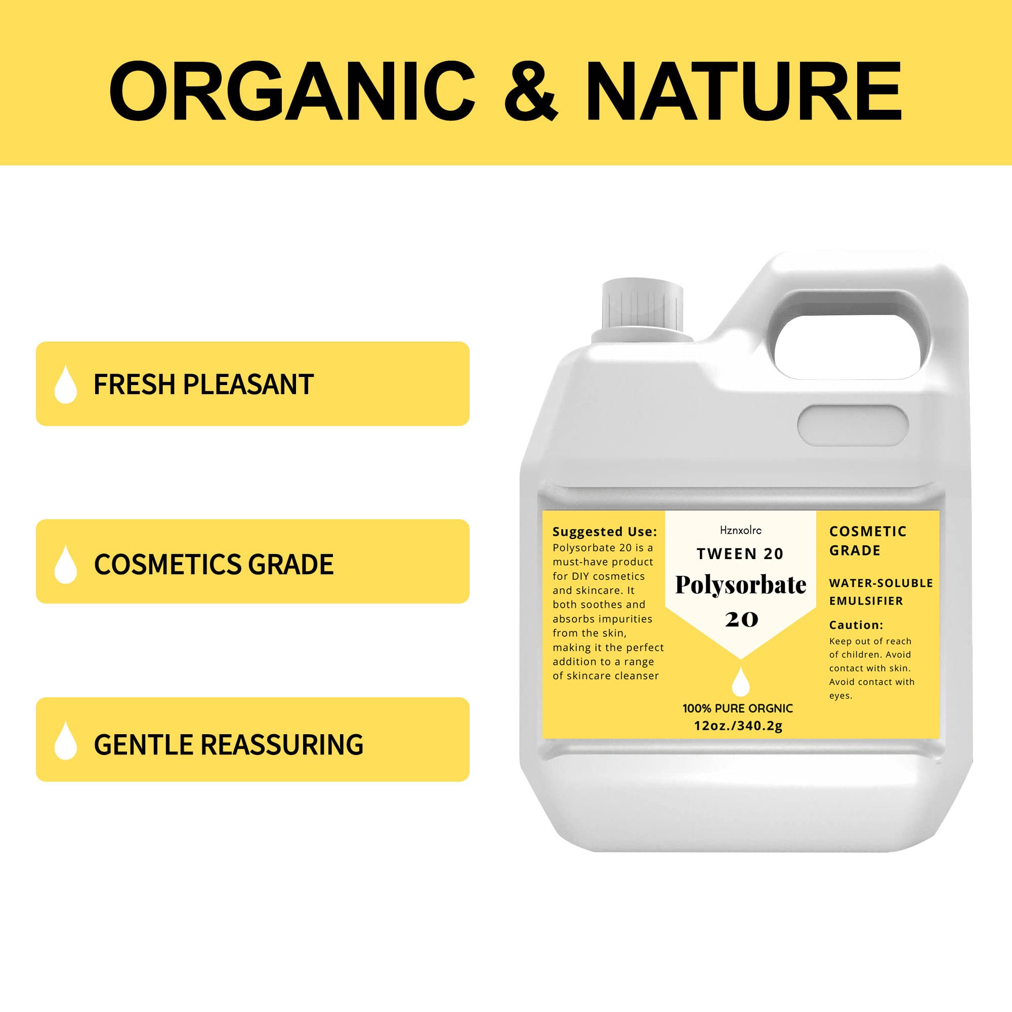 Hznxolrc label closeup highlighting cosmetic-grade info and formulation trust