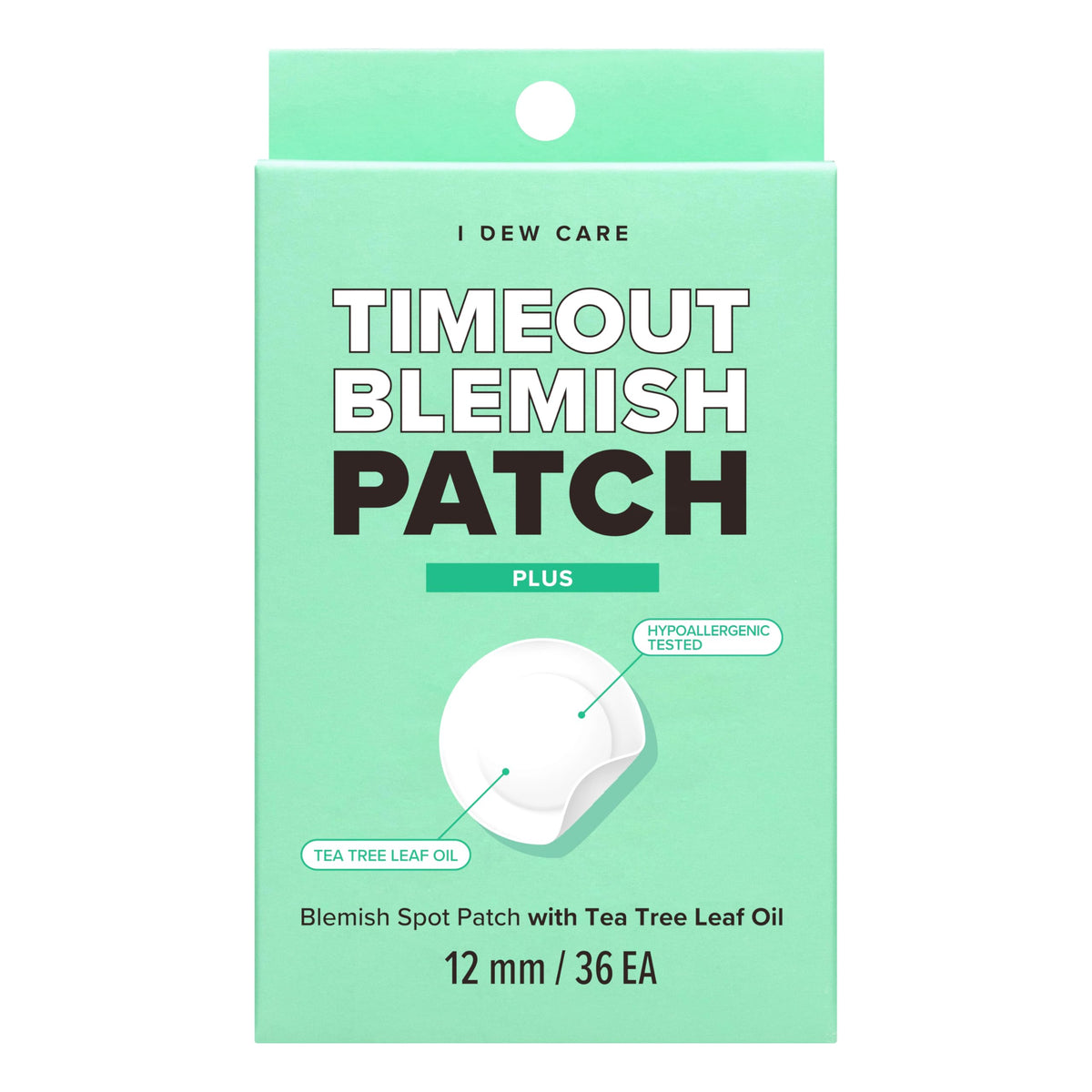 I DEW CARE front package showing Timeout Blemish Plus and 36-count convenience