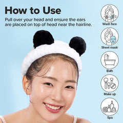 I DEW CARE headband in use during face cleansing for hair-free skincare