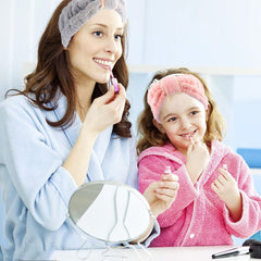 IAXSEE headband used with sheet mask showing secure hold and neat application