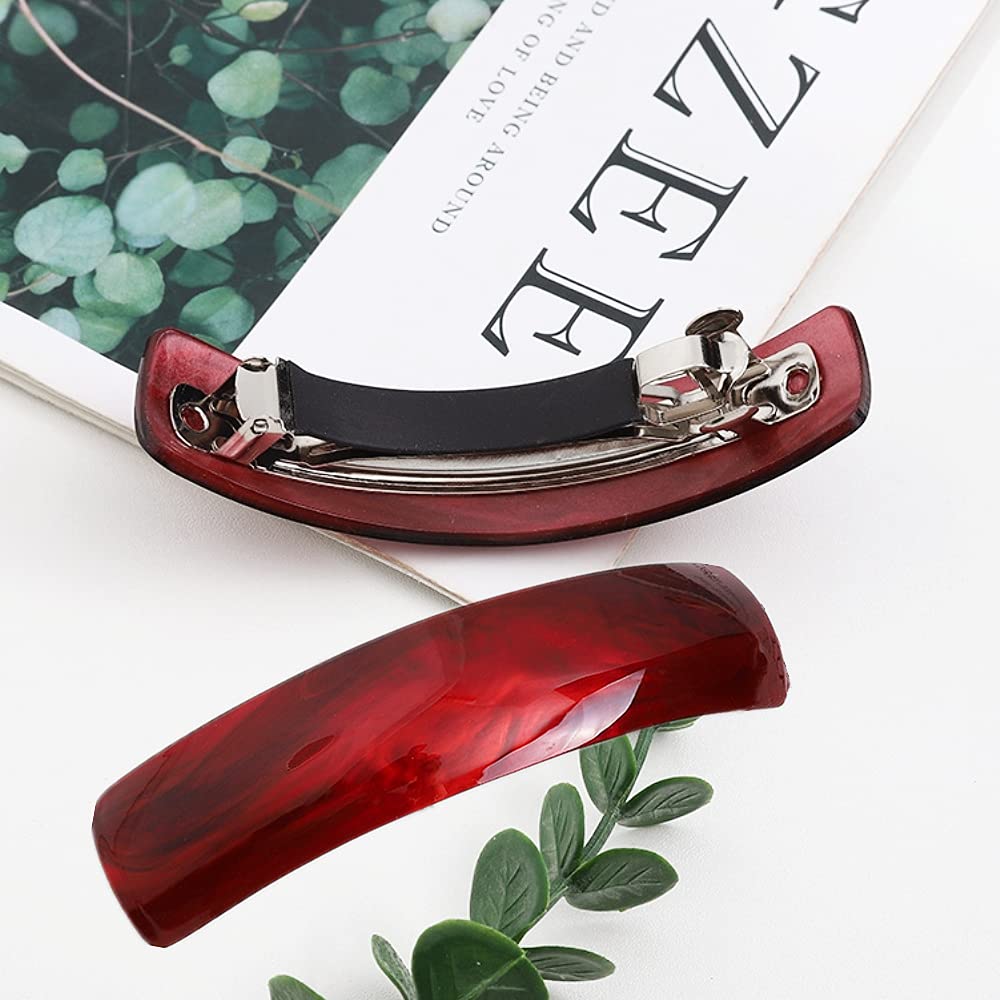 IAXSEE metal spring and leather base detail, secure non-slip hold for thick hair