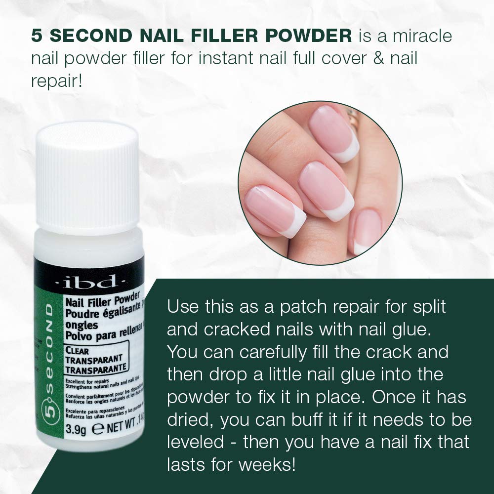 IBD powder application on a broken nail demonstrating fast reinforcement